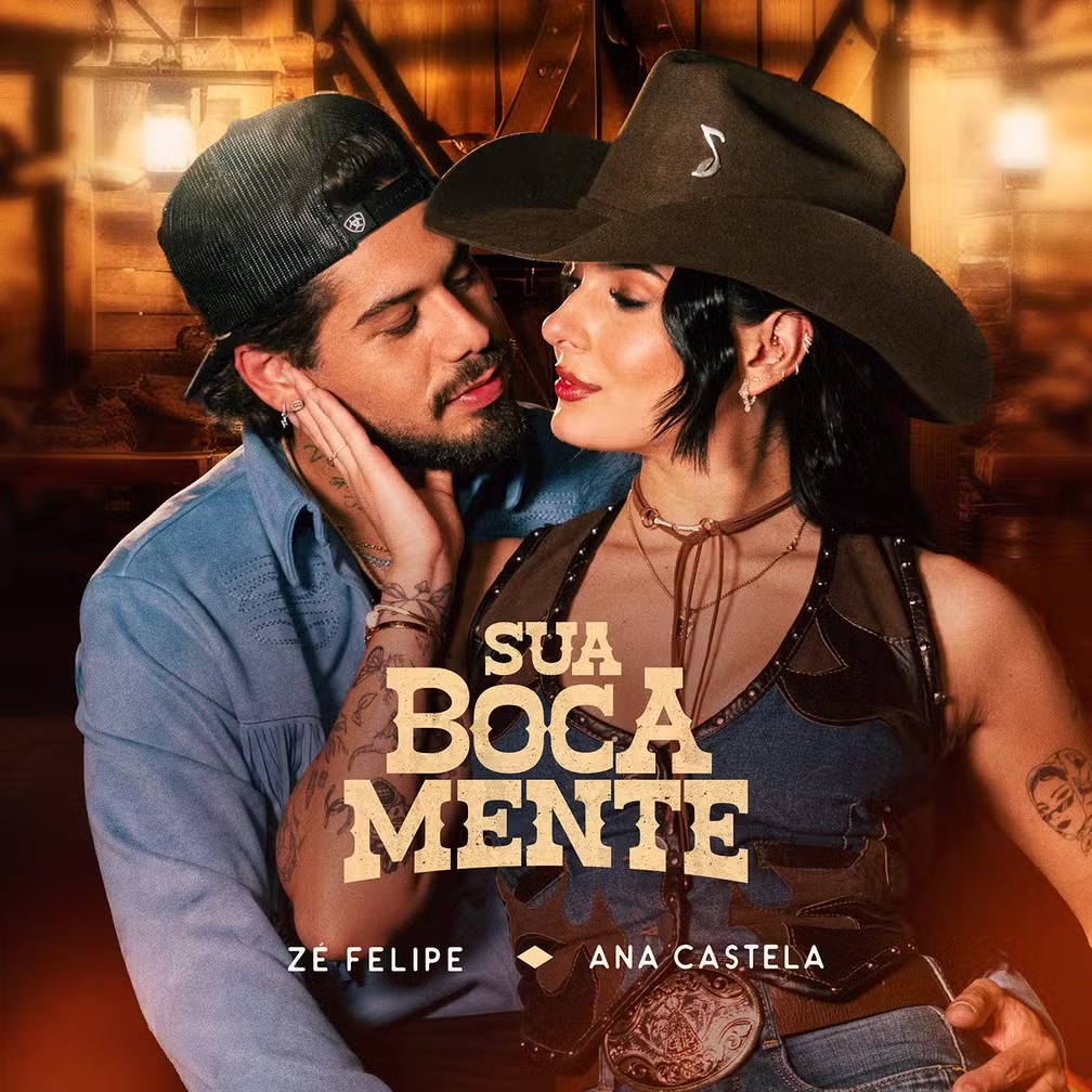 Capa do single ‘Sua boca mente’, de Zé Felipe com Ana Castela por Divulgação