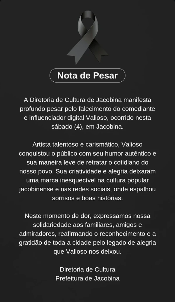 Nota da prefeitura de Jacobina