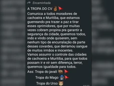 Imagem - Extermínio de 'opressores': 'Tropa do CV' quer tomar Cachoeira e Muritiba