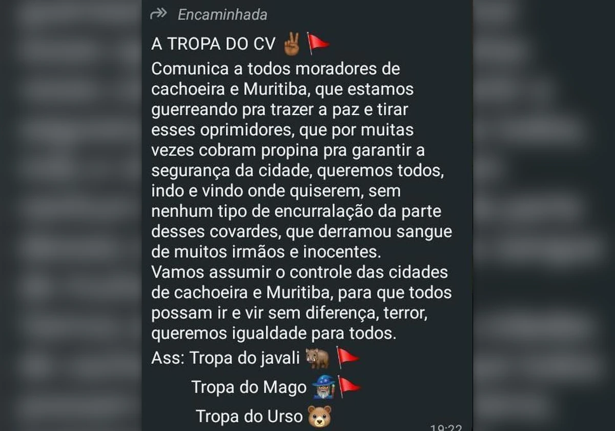 A 'Tropa do CV' quer tomar Cachoeira do BDM