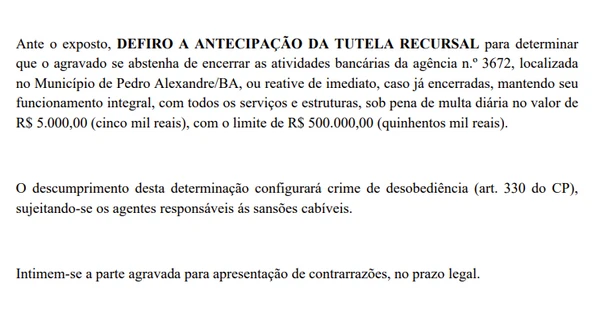 Justiça determina reabertura de banco na Bahia