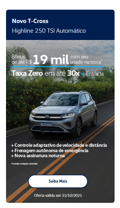 Novo T-Cross Highline 250 TSI Automático 