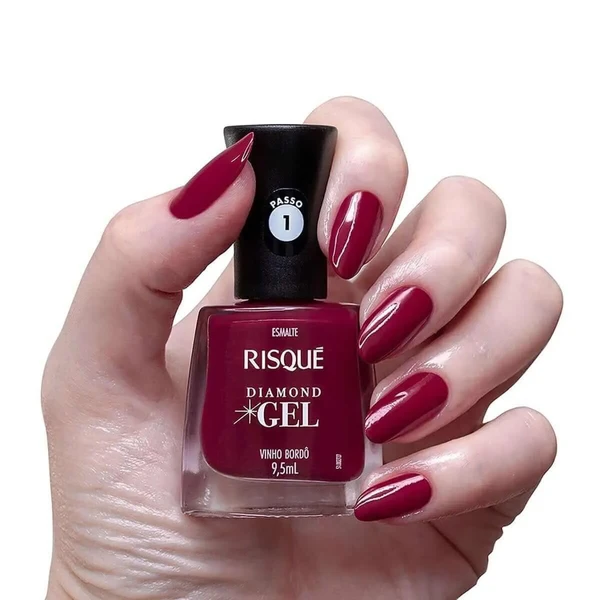 Esmalte Diamond Gel Vinho Bordô - Risqué  por Reprodução