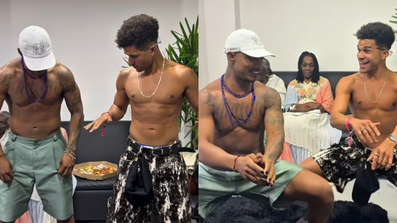 Lucas Leto aprende 'batedeira' com o Kannalha e vídeo viraliza nas redes sociais por Reprodução/Redes Sociais 