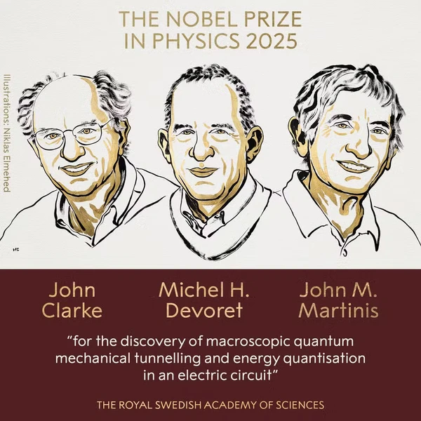 Vencedores do Nobel de Física 2025: John Clarke, Michel H. Devoret and John M. Martinis