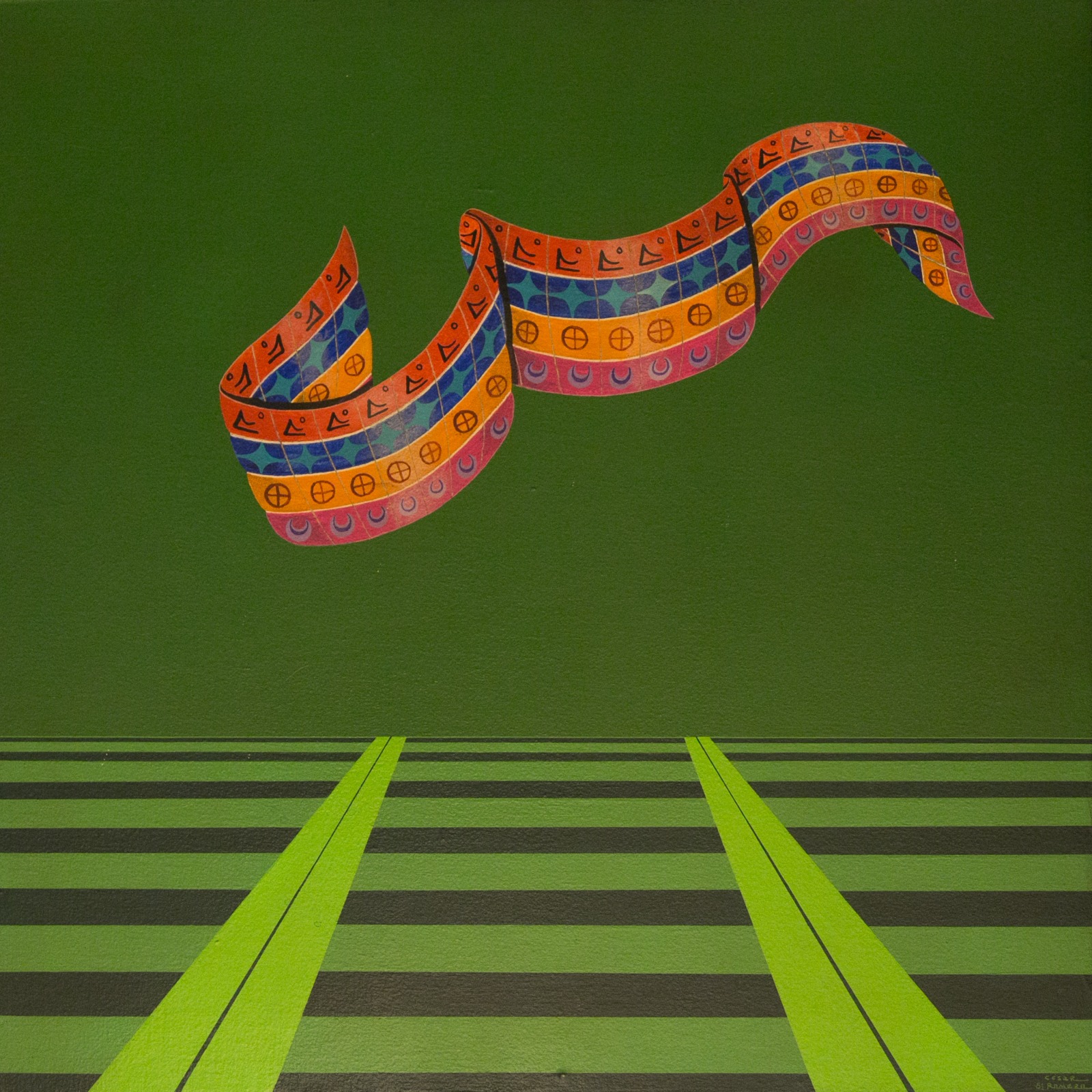 As faixas com os símbolos do candomblé eram uma das marcas de César por Divulgação