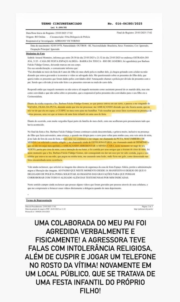 Documentos compartilhados por Tilia por Reprodução | Redes Sociais