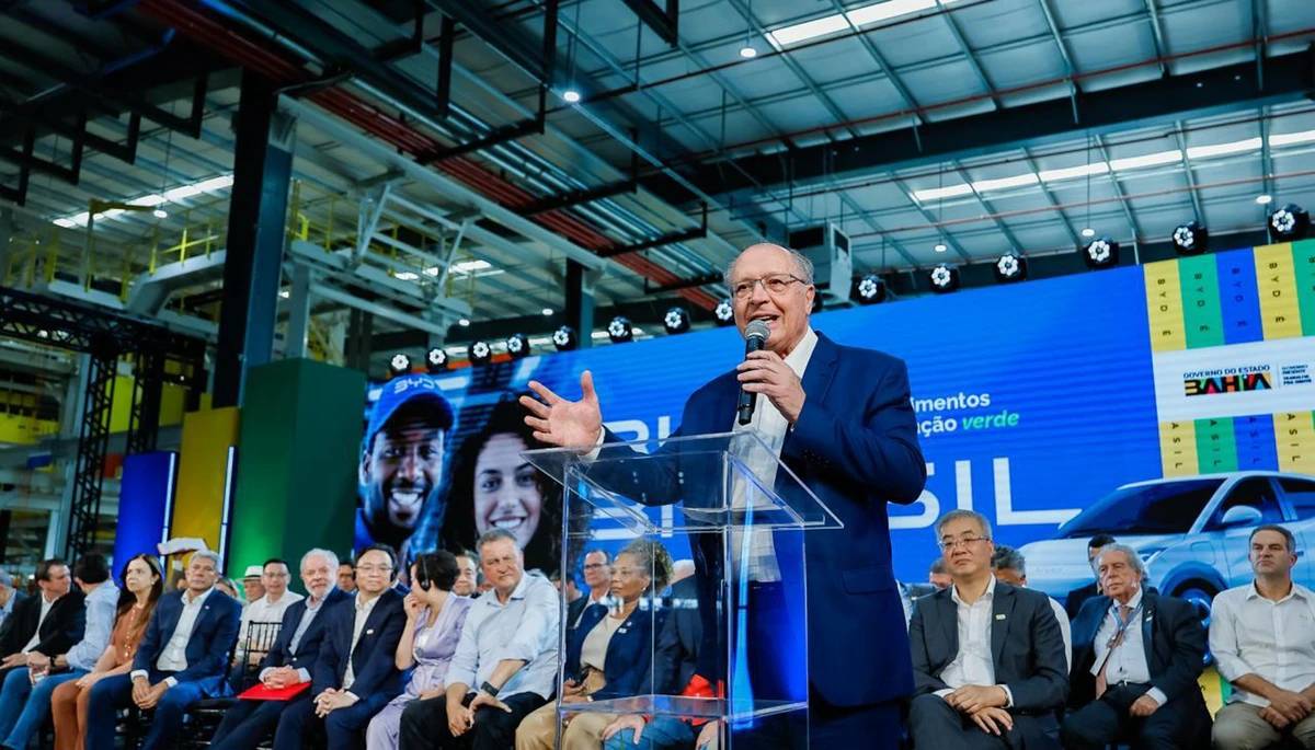 Vice-presidente Geraldo Alckmin na inauguração da fábrica da BYD em Camaçari por Ricardo Stukert/PR