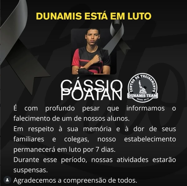 Cássio foi morto na saída do treino em um assalto por Reprodução