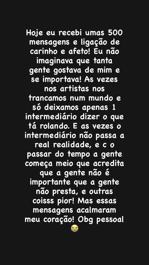 MC Carol desabafou nas redes sociais por Reprodução / Instagram