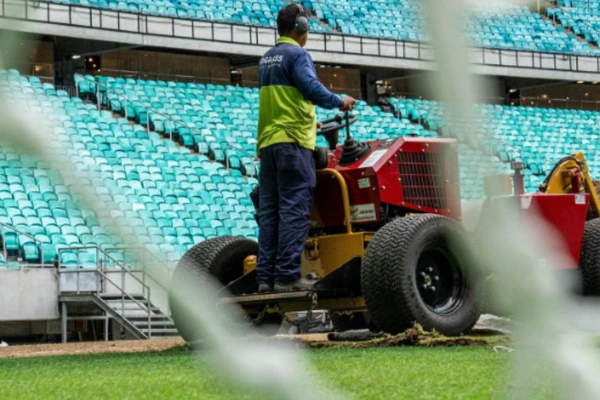 Instalação completa do gramado da Fonte Nova por Reprodução/@greenleafgramados