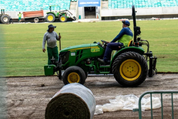 Instalação completa do gramado da Fonte Nova por Reprodução/@greenleafgramados