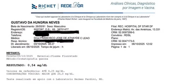 Laudo de Hungria divulgado pela assessoria