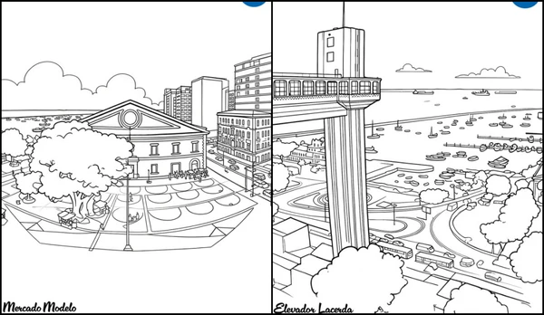 Mercado Modelo e Elevador Lacerda estão entre opções para colorir