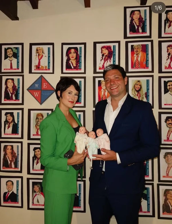 Bia Bonemer se fantasia dos pais, Fátima Bernardes e William Bonner, ao lado do namorado por Reprodução/Instagram