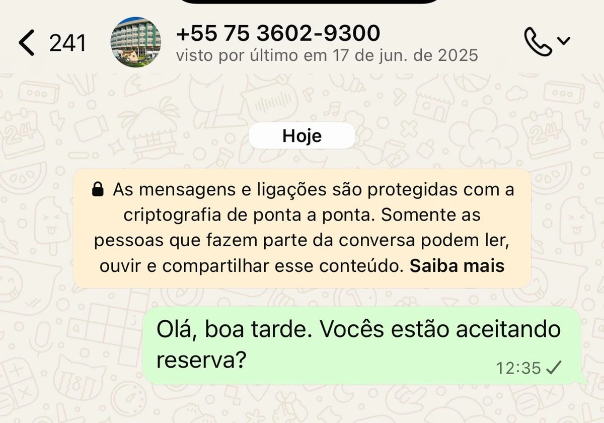 Contato de reservas do Feira Palace Hotel por Reprodução