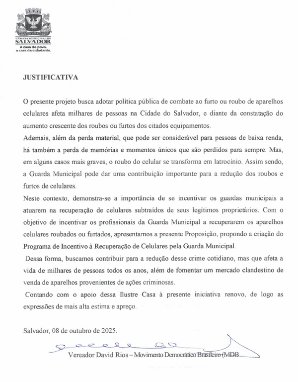 Projeto de lei para incentivo aos guardas municipais de Salvador por Reprodução