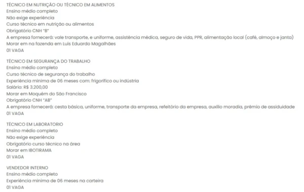 Vagas do SineBahia nesta segunda (13) por Reprodução