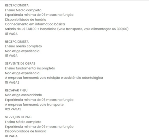 Vagas do SineBahia nesta segunda (13) por Reprodução