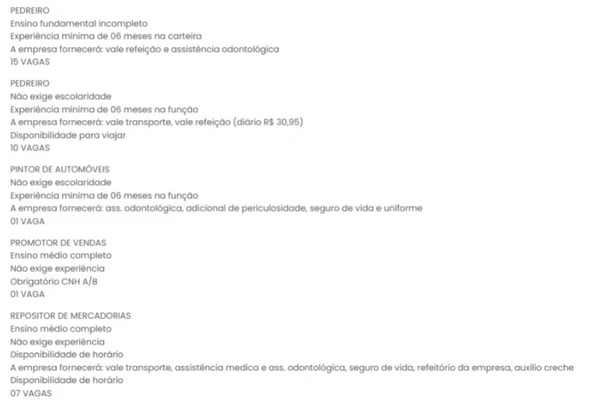 Vagas do SineBahia nesta segunda (13) por Reprodução