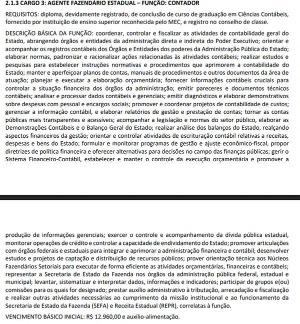 Edital do concurso da Sefaz-PR por Reprodução