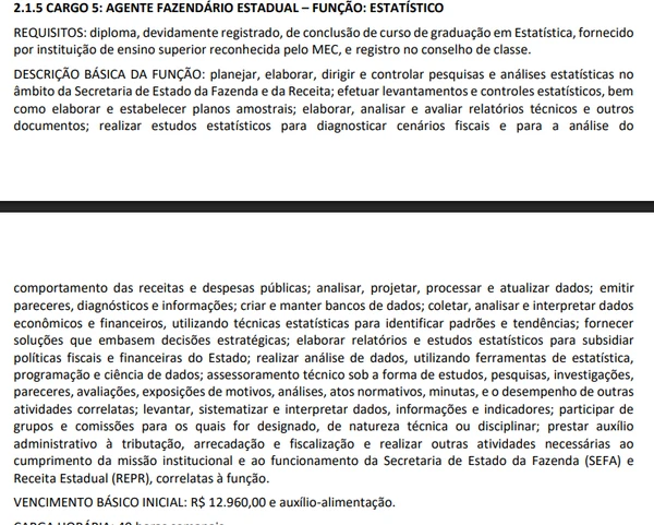 Edital do concurso da Sefaz-PR por Reprodução