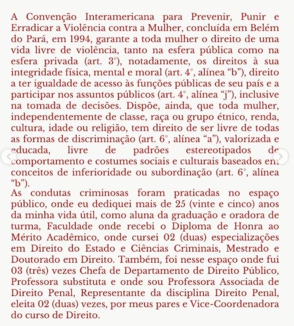 Confira pronunciamento completo da professora  por Captura de tela