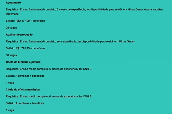 Confira vagas disponíveis por Reprodução