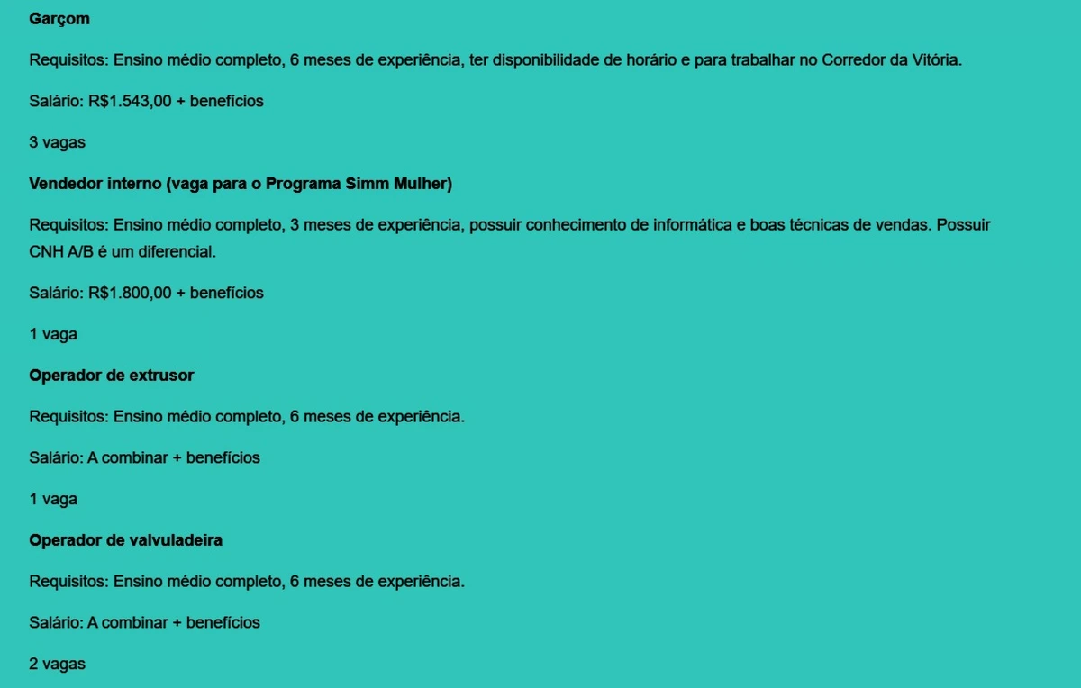 Confira vagas disponíveis por Reprodução
