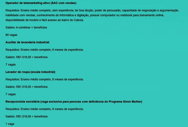 Confira vagas disponíveis por Reprodução