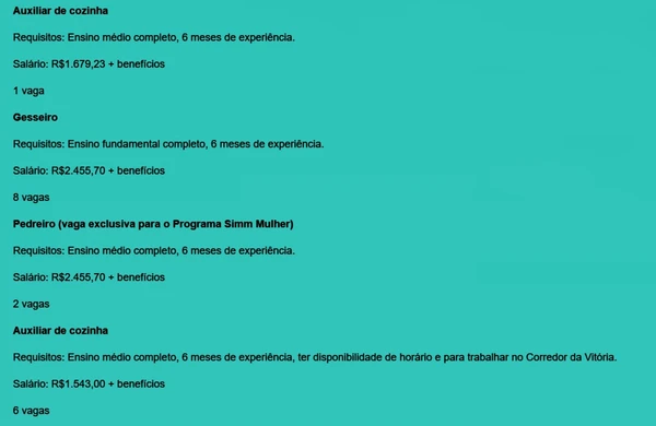 Confira vagas disponíveis por Reprodução