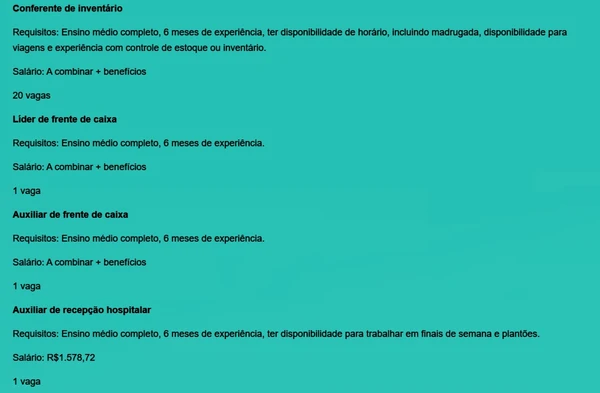 Confira vagas disponíveis por Reprodução