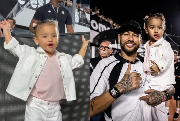 Mavie foi a campo com o pai