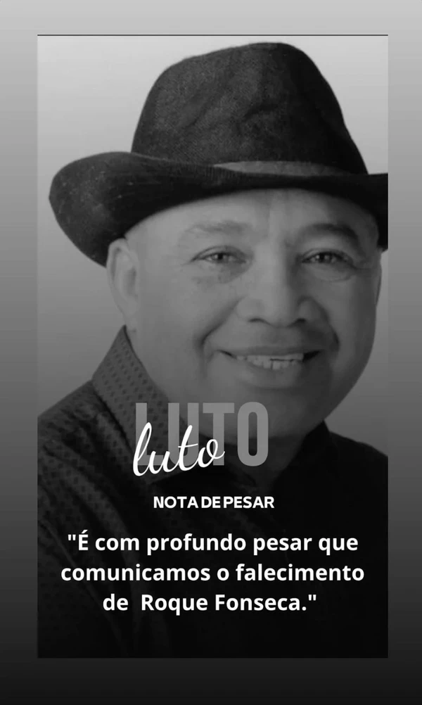 Nota informando o falecimento de Roque Fonseca, integrante da Brasilian Boys por Reprodução 