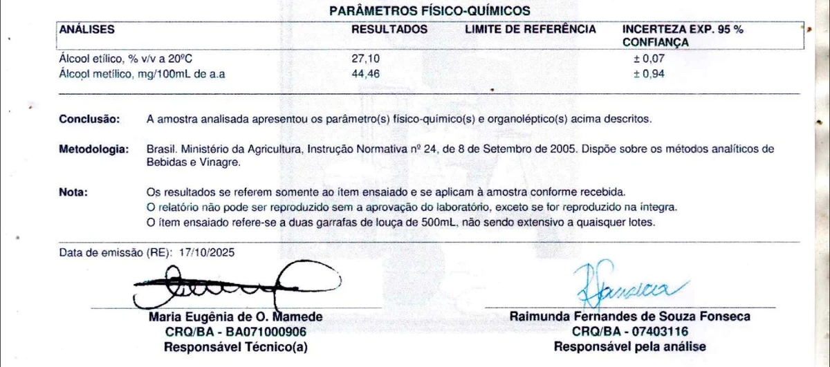 Laudo técnico foi divulgado pelo O Cravinho por Reprodução
