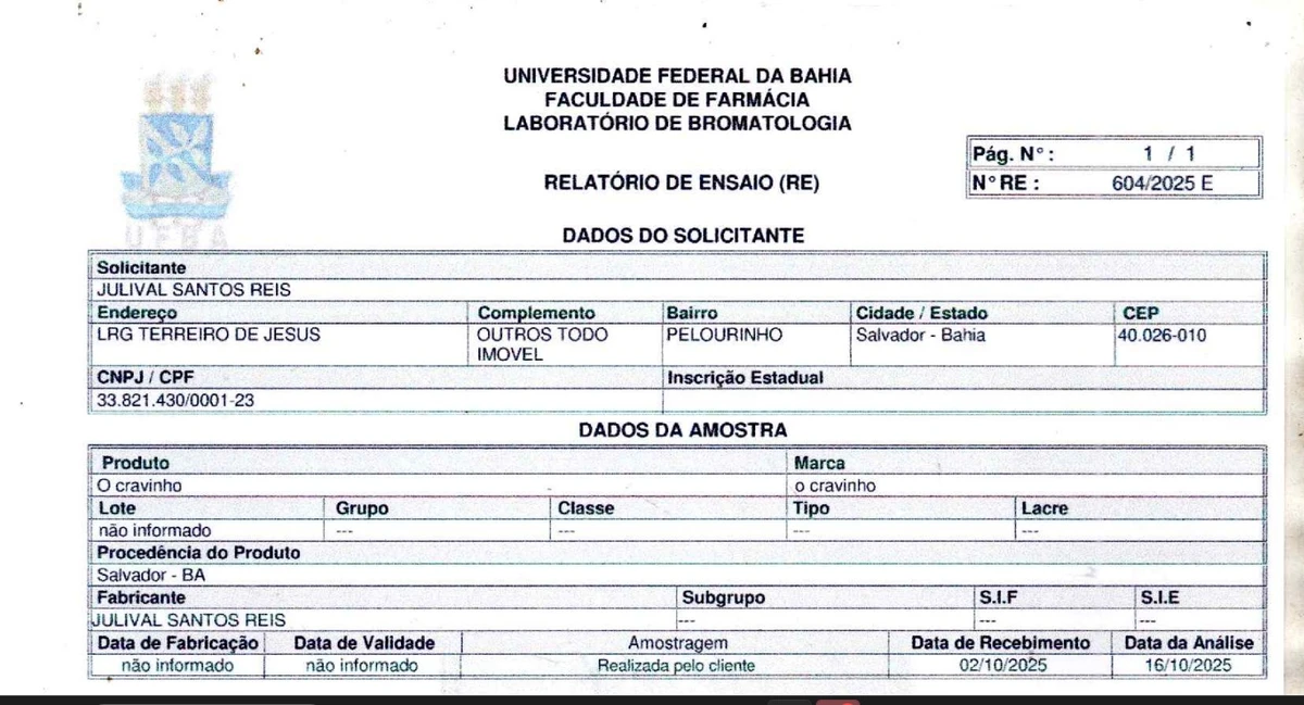 Laudo técnico foi divulgado pelo O Cravinho por Reprodução