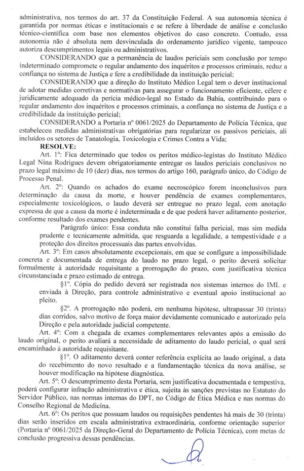Portaria determina que laudos do DPT sejam concluídos em 10 dias  por Reprodução