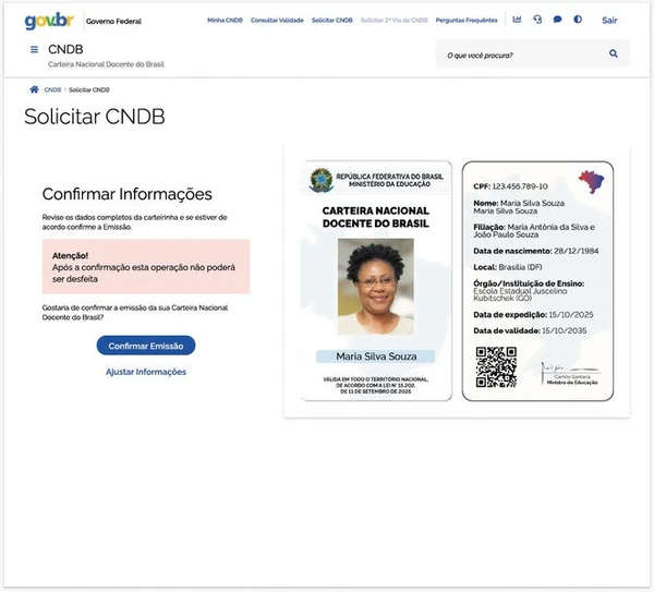 Verifique se todos os dados estão corretos e clique em “Confirmar emissão”.  por Reprodução