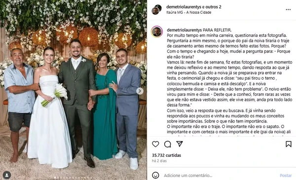 Pai vai a casamento da filha descalço