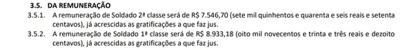 Remuneração Bombeiro Militar Geral Operacional por Reprodução/Edital CBMDF