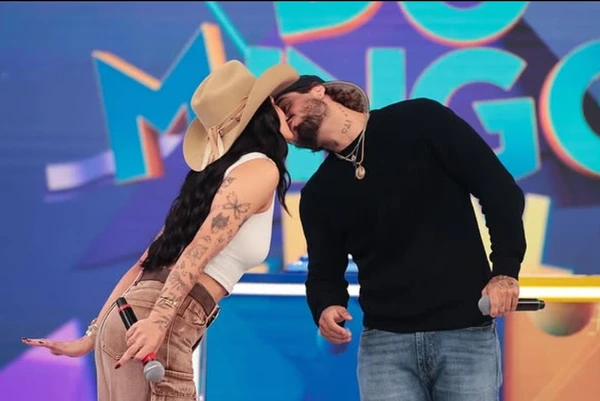 Ana Castela e Zé Felipe se beijam em rede nacional por Divulgação
