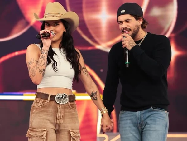 Ana Castela e Zé Felipe se beijam em rede nacional por Reprodução/Instagram