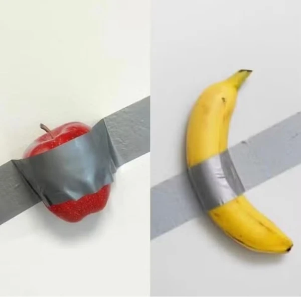 A maçã do artista plástico René Machado, inspirada a arte da banana por Reprodução/Redes Sociais 