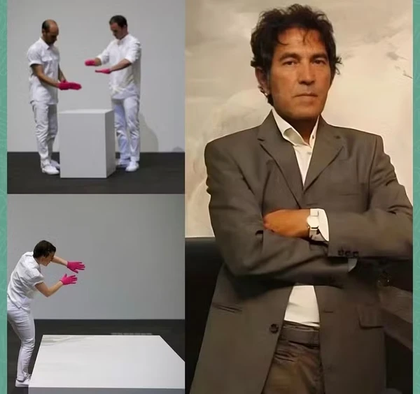 O artista italiano Salvatore Garau e sua escultura invisível   por Reprodução/Redes Sociais 
