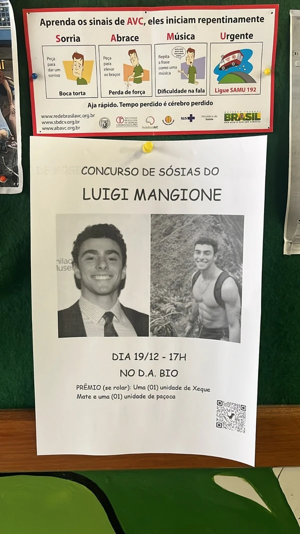 Banner do concurso de sósias do Luigi Mangione na UFMG, em Minas Gerais por Reprodução/Redes Sociais 