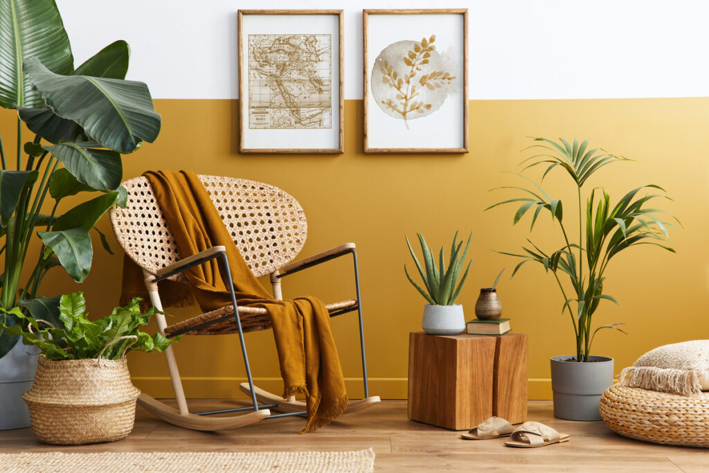 O uso de plantas adequadas à luminosidade do ambiente deixa a sala mais equilibrada e natural (Imagem: FOLLOW THE FLOW | Shutterstock)