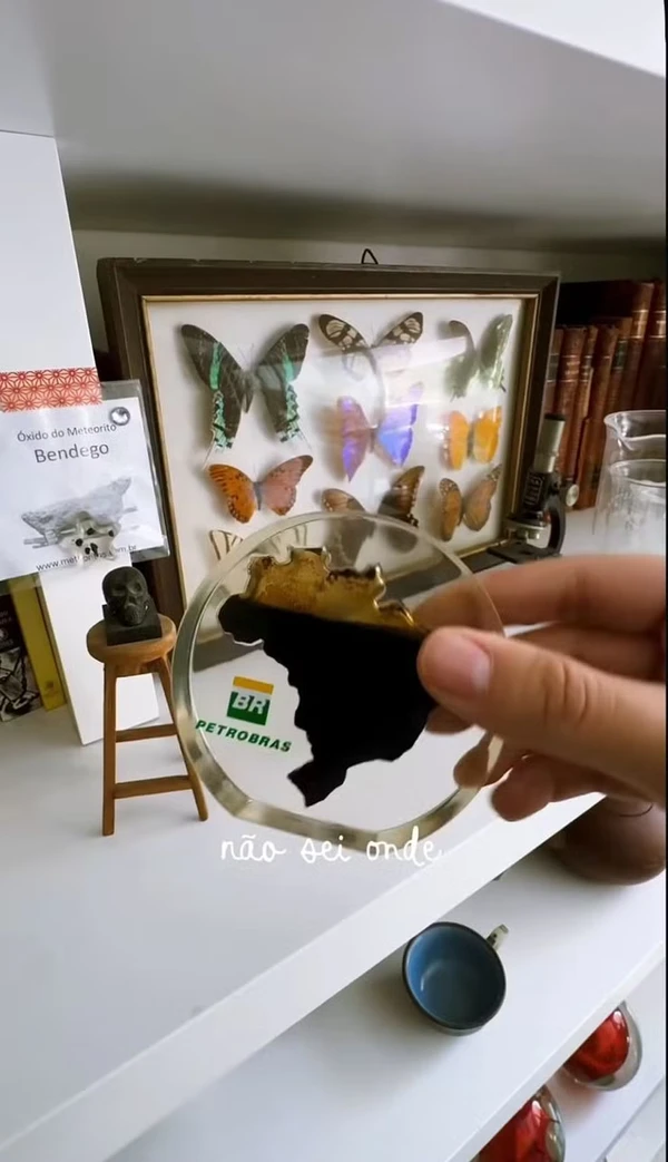 Miniatura do mapa do Brasil preenchida com petróleo nacional por Reprodução/TikTok