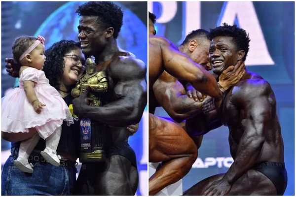 Pantera com a esposa e a filha e celebrando conquista
