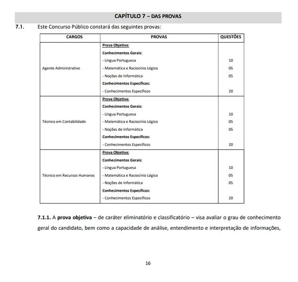 Trecho do edital do concurso por Reprodução