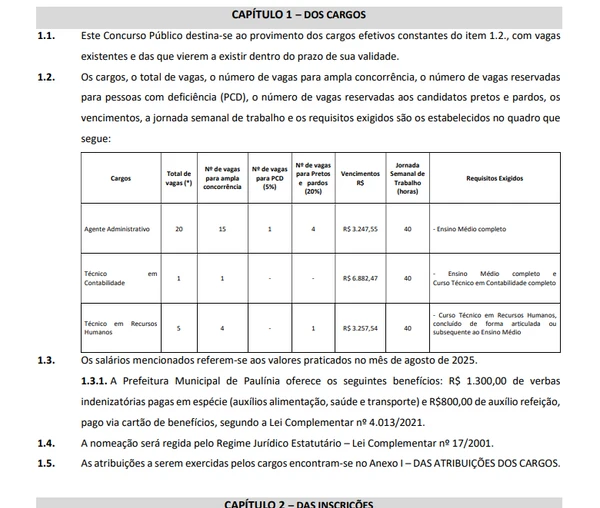 Trecho do edital do concurso por Reprodução